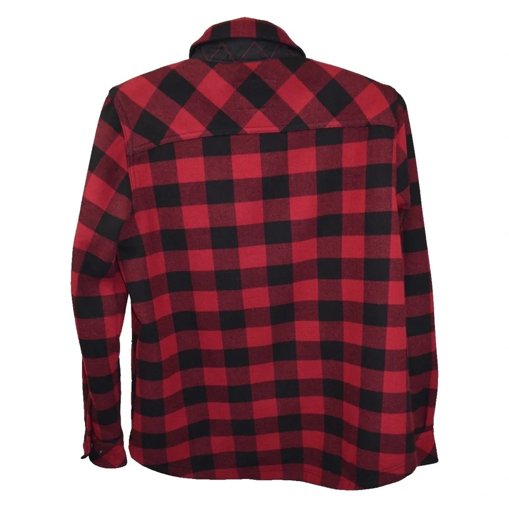 Orvis‎ Shirt Jacket Women's L Red Black Buffalo Plaid Snap Button Fleece Lined